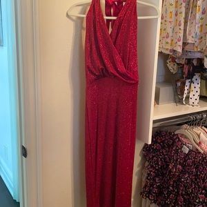 Sparkle red halter holiday dress